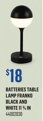 Canac Batteries Table Lamp Franko Black and White offer