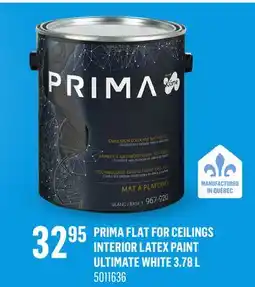 Canac Prima Flat for Ceilings Interior Latex Paint Ultimate White offer