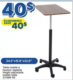 Rossy Height adjustable mobile table offer