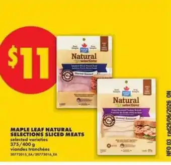 No Frills Maple Leaf Natural Selections Sliced Meats offer