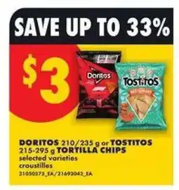 No Frills Doritos or Tostitos Tortilla Chips offer