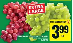Food Basics GREEN or RED SEEDLESS GRAPES offer