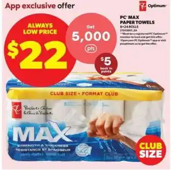 Real Canadian Superstore PC MAX PAPER TOWELS offer
