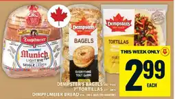 Food Basics Dempster's Bagels, 7 Tortillas, Dimpflmeier Bread offer