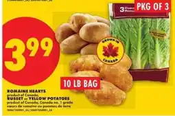 No Frills Romaine Hearts, Russet or Yellow Potatoes offer