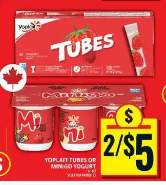 Food Basics YOPLAIT TUBES OR MINIGO YOGURT offer