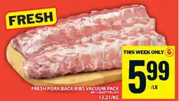 Food Basics FRESH PORK BACK RIBS VACUUM PACK offer