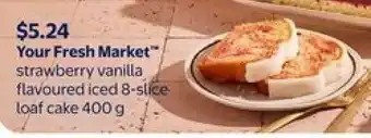 Your Fresh Market strawberry vanilla flavoured iced 8-slice loaf cake