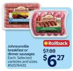 Walmart Johnsonville Breakfast or Dinner Sausages offer