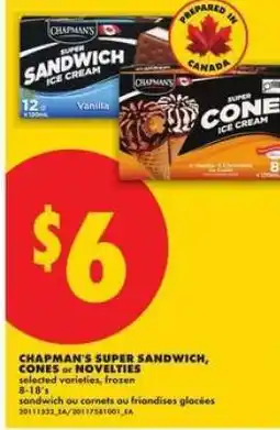 No Frills Chapman's Super Sandwich, Cones or Novelties offer