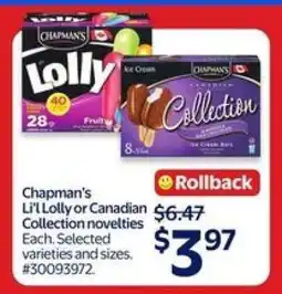 Walmart Chapman's Li'l Lolly or Canadian Collection novelties offer