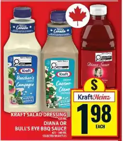 Food Basics Kraft Salad Dressing, Diana or Bull's-Eye BBQ Sauce offer