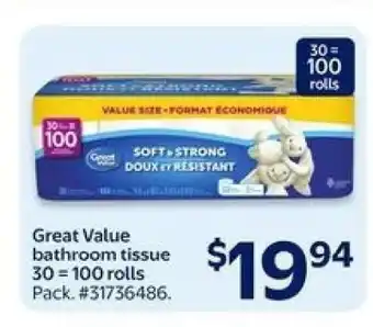 Walmart Great Value Bathroom Tissue offer