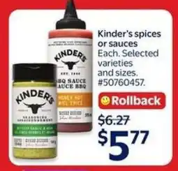 Walmart Kinder's spices or sauces offer