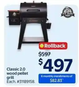 Walmart Classic 2.0 wood pellet grill offer