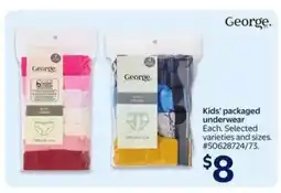 Walmart Kids' packaged underwear offer