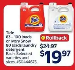 Walmart Tide or Ivory Snow Laundry Detergent offer