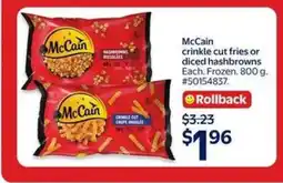 Walmart McCain crinkle cut fries or diced hashbrowns offer