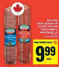 Food Basics MASTRO BABY GENOA OR SLICED TRIO OR SAN DANIELE MORTADELLA offer