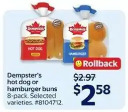 Walmart Dempster's Hot Dog or Hamburger Buns offer