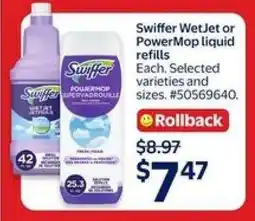 Walmart Swiffer WetJet or PowerMop Liquid Refills offer