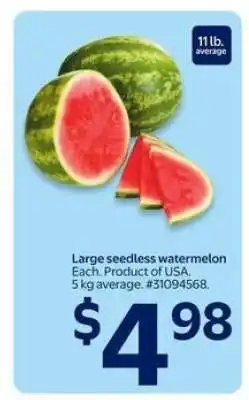 Walmart Large Seedless Watermelon offer