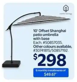 Walmart 10' Offset Shanghai patio umbrella with base offer