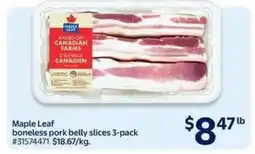 Walmart Maple Leaf Boneless Pork Belly Slices 3-Pack offer