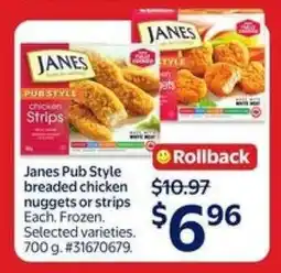 Walmart Janes Pub Style breaded chicken nuggets or strips offer
