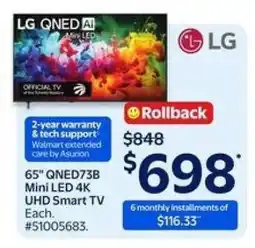 Walmart 65 QNED73B Mini LED 4K UHD Smart TV offer
