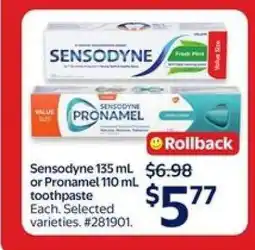 Walmart Sensodyne or Pronamel Toothpaste offer