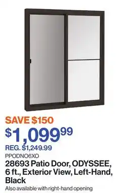 Patrick Morin Patio Door, ODYSSEE, 6 ft., Exterior View, Left-Hand, Black offer
