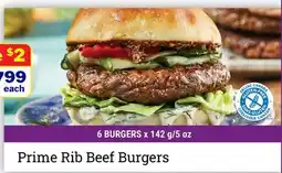 M & M Food Market Prime Rib Beef Burgers offer