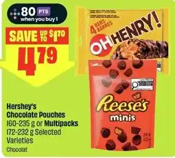 FreshCo Hershey's chocolate pouches or multipacks offer