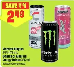 FreshCo Monster Singles, Celsius or Alani Nu Energy Drinks offer