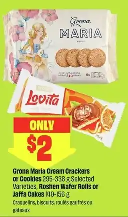 FreshCo Grona maria cream crackers or cookies, roshen wafer rolls or jaffa cakes offer