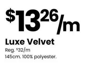 Fabricland Luxe Velvet offer