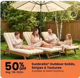 Fabricland Sunbrella Outdoor Solids, Stripes & Textures offer
