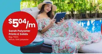 Fabricland Sarah Polyester Prints & Solids offer