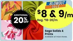 Fabricland Sage Solids & Prints offer