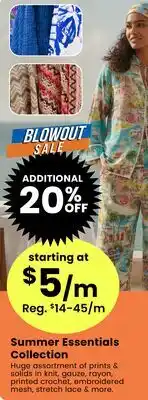 Fabricland Summer Essentials Collection offer