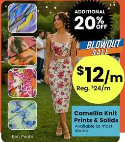 Fabricland Camellia Knit Prints & Solids offer