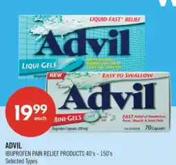 Shoppers Drug Mart ADVIL IBUPROFEN PAIN RELIEF PRODUCTS 40's - 150's offer