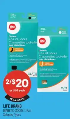 Shoppers Drug Mart LIFE BRAND DIABETICS SOCKS offer
