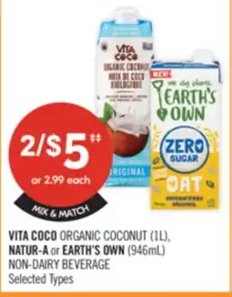 Shoppers Drug Mart VITA COCO ORGANIC COCONUT (1L), NATUR-A or EARTH'S OWN (946mL) NON-DAIRY BEVERAGE offer