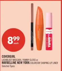 Shoppers Drug Mart COVERGIRL LASHBLAST MASCARA, YUMMY GLOSS or MAYBELLINE NEW YORK COLORSTAY SHAPING LIP LINER offer
