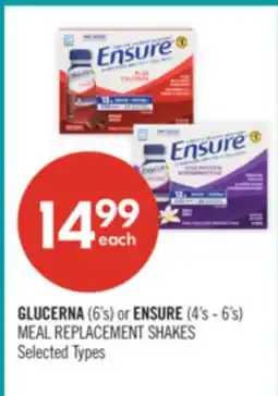 Shoppers Drug Mart GLUCERNA (6's) or ENSURE (4's - 6's) MEAL REPLACEMENT SHAKES offer