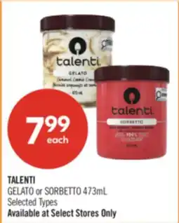 Shoppers Drug Mart TALENTI GELATO or SORBETTO offer