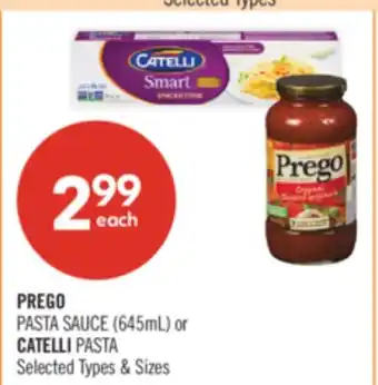 Shoppers Drug Mart PREGO PASTA SAUCE (645mL) or CATELLI PASTA offer