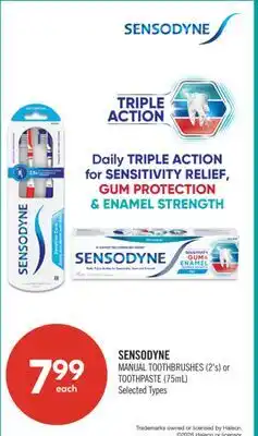 Shoppers Drug Mart SENSODYNE MANUAL TOOTHBRUSHES (2's) or TOOTHPASTE (75mL) offer